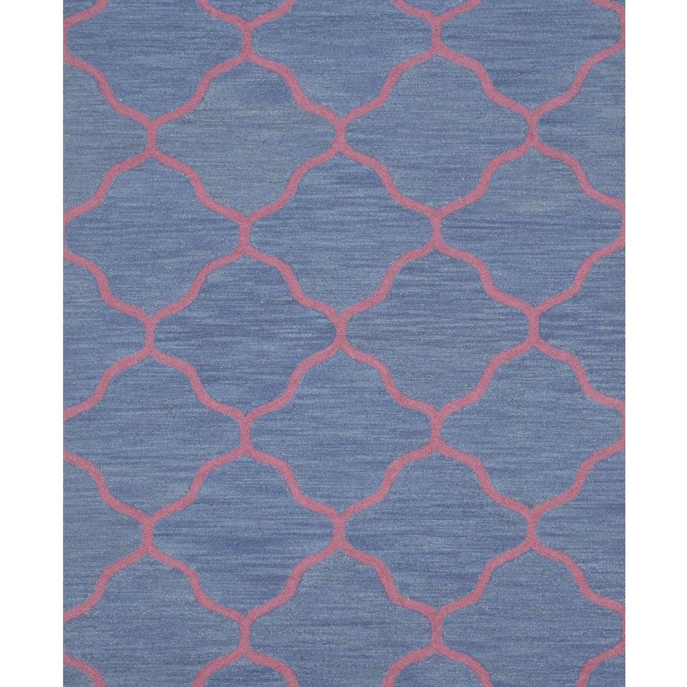 Blue Hand-Tufted Wool Traditional Moroccan Rug, 5' x 7'